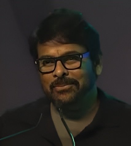 Chiranjeevi at the Telangana Rising Global Summit amid controversy over his recent remark.