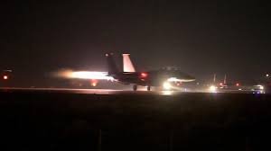 US fighter jets and helicopters strike IS targets in Syria as part of Operation Hawkeye Strike.