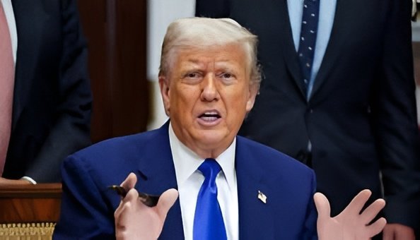 President Donald Trump speaks at Mar-a-Lago, claiming to have averted nuclear conflict between India and Pakistan.