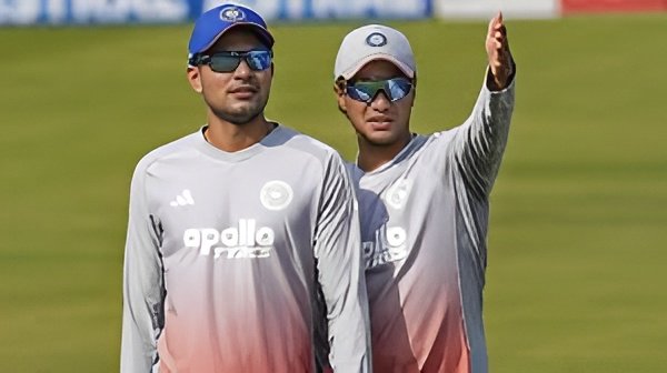 Shubman Gill, Abhishek Sharma and Arshdeep Singh during a domestic cricket match representing Punjab.