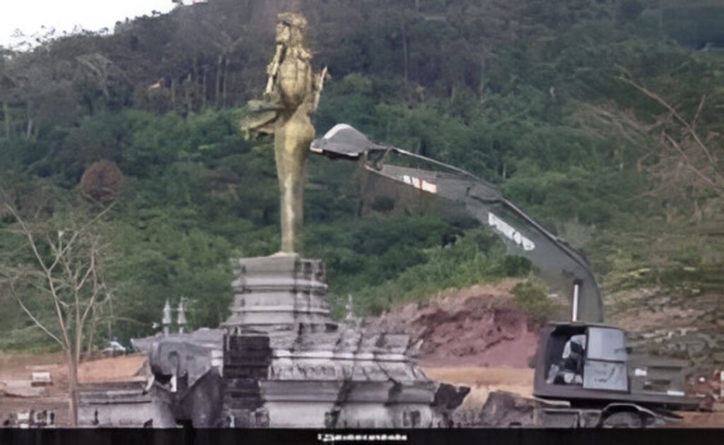 Demolished Vishnu statue at the Thailand–Cambodia border sparks outrage and diplomatic reactions.