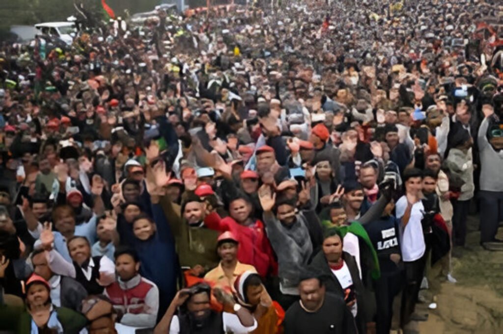Crowds welcome Tarique Rahman in Dhaka as tensions rise following lynching of Hindu man in Rajbari.