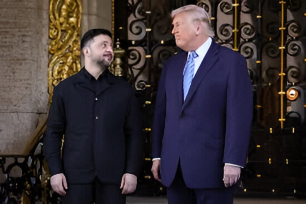 US President Donald Trump meets Ukrainian President Volodymyr Zelenskyy at Mar-a-Lago to discuss the ongoing Russia-Ukraine peace framework.