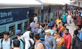 Passengers at a railway station as South Central Railway operates special trains to handle the Sankranthi festive rush.