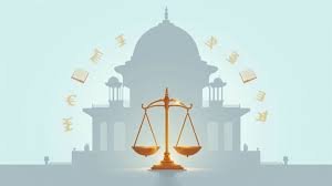 Symbolic representation of legal and tax scrutiny as global investment firms face landmark rulings in India.