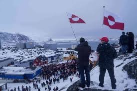Protesters gather outside the US consulate in Nuuk, Greenland, amid rising tensions over Trump’s tariff threats and Greenland proposal.