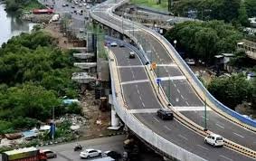Construction of the ₹345 crore six-lane flyover near Shamshabad Airport to ensure smooth, signal-free traffic flow.