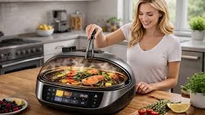 A versatile 9-in-1 kitchen appliance that cooks, grills, bakes, steams, and more, replacing the need for multiple gadgets.