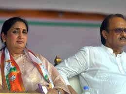 Sunetra Pawar during NCP meeting ahead of historic swearing-in as Maharashtra Deputy CM.