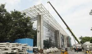 Construction work at Secunderabad Railway Station redevelopment site under Amrit Bharat Station Scheme.