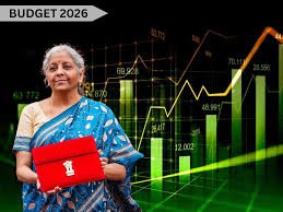Traders at BSE react to Union Budget 2026; Nifty and Sensex fall sharply on Budget-day volatility.